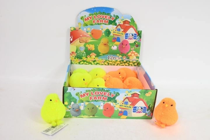Anti-stress knijpfiguurtje kip met licht (12 stuks in display)
