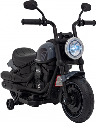 Elektrische kindermotor Chopper Faster met FM-radio, audiopaneel en LED – Grijs