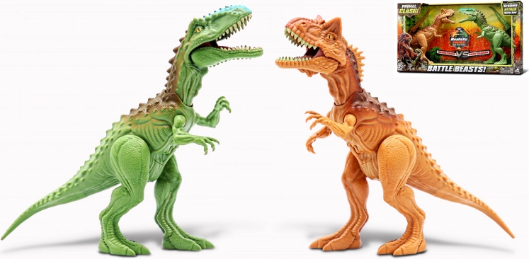 Primal Clash! Dino gevecht set Carnotaurus vs Gigantosaurus, figuren 21 cm