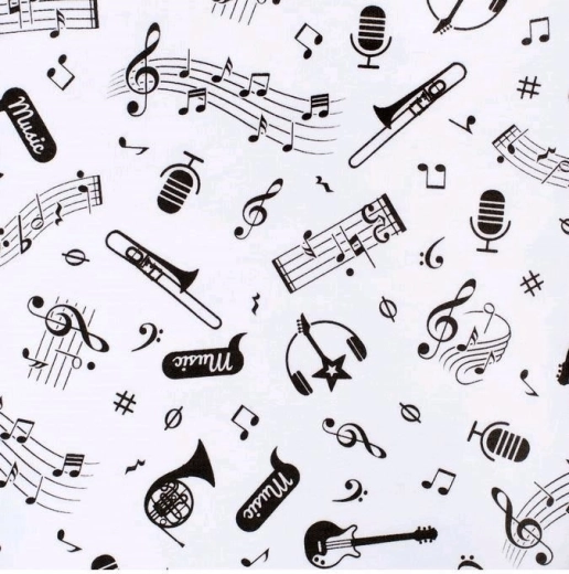 Muzikale print op de mouwen