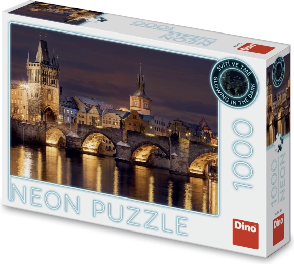 Puzzel Nachtelijke Karelsbrug neon 1000 stukjes