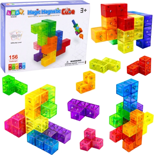 Magnetische bouwset Magic Magnetic Cubes met 156 uitdagingen, 9 onderdelen