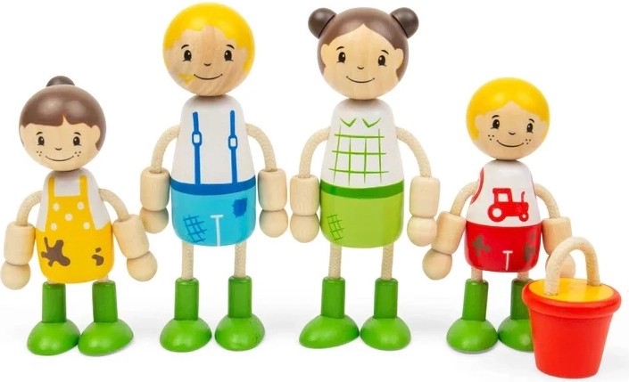 Tidlo houten poppen voor het poppenhuis – boerenfamilie
