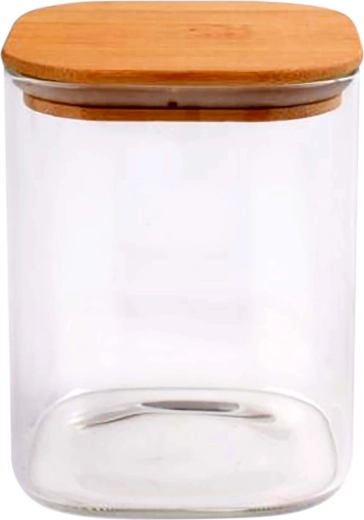 Voorraadpot met bamboe deksel 930 ml van borosilicaatglas