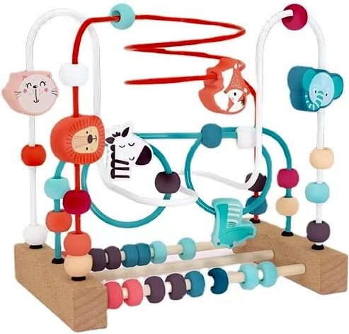 Houten labyrint en insteekpuzzel met dieren - 1 stuk