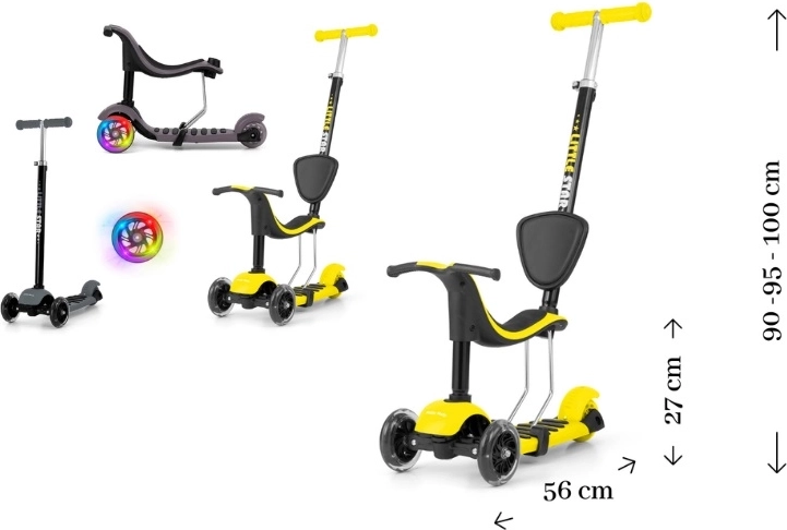 Little Star geel-zwarte kinderstep 3-in-1 met zitje