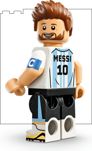 Minifiguur van Lionel Messi en voetbaldetails
