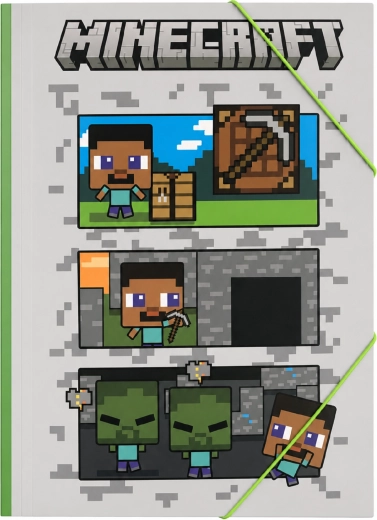 Schriftmappen Minecraft A4 met elastiek grijs