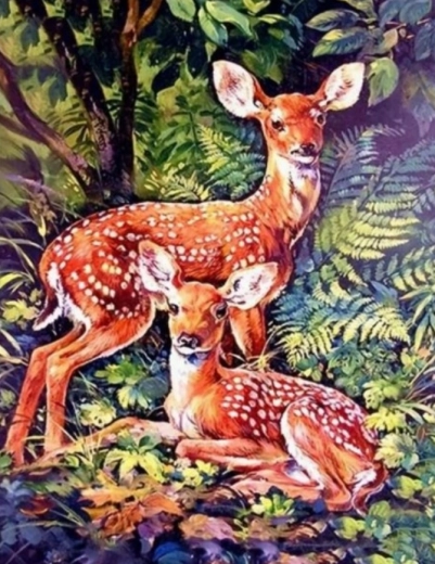 Diamond painting reeën in het bos 30 × 40 cm