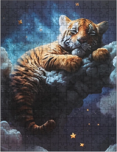 Puzzel tijger in de wolken met 300 stukjes