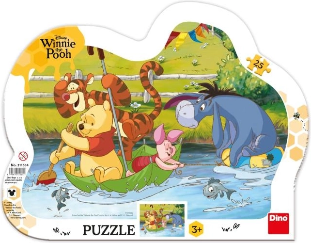 Winnie de Poeh op vaartocht – kinderpuzzel 25 stukjes met gevormde lijst