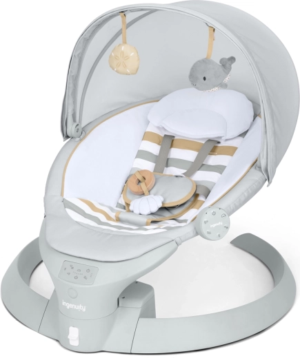 Ingenuity wipstoeltje met schommelfunctie en trillingen Bounce & Sway Pebble Shore, 0 m+