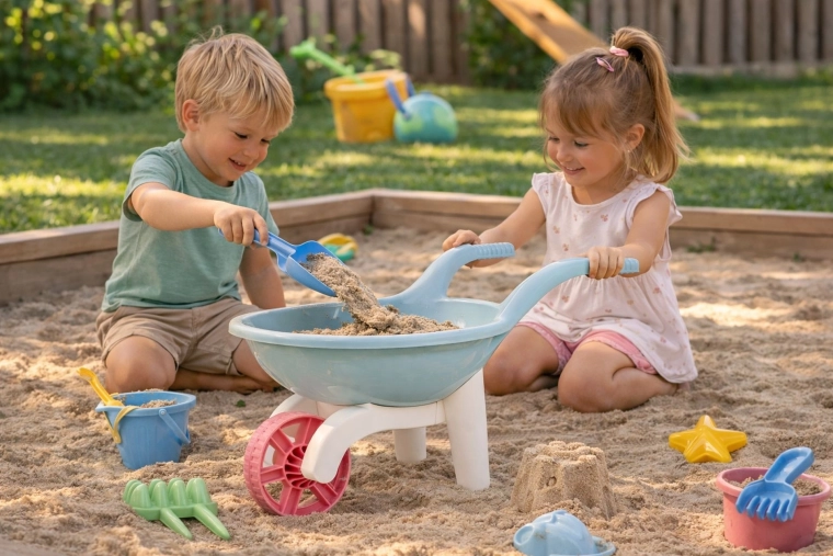 Plezier in de tuin en in het zand