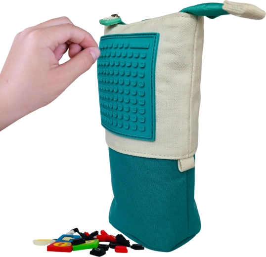 Pixie Crew pop-up etui met klein paneel turquoise