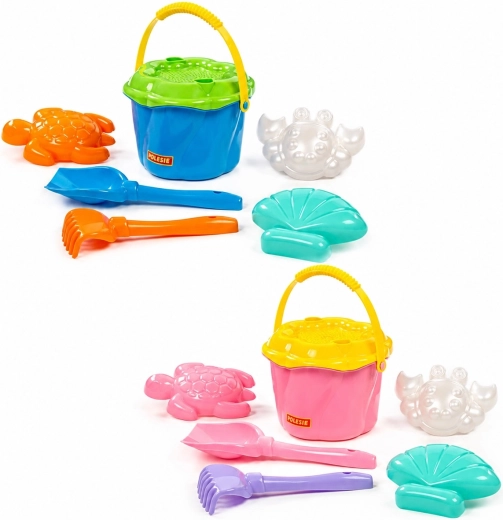 Kinderset voor in het zand met emmer en zeef - 1 stuk