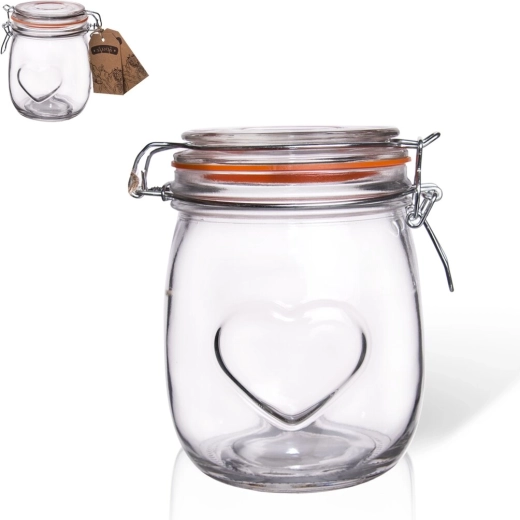 Glazen voorraadpot met clipdeksel Bela hart 0,75 l