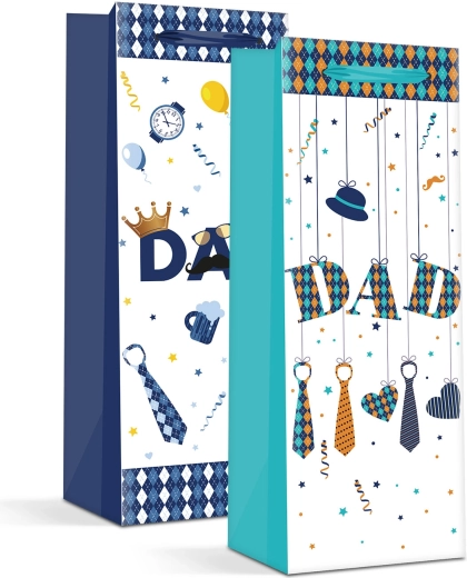 Kerstpapieren cadeauzak voor een fles - 1 stuk