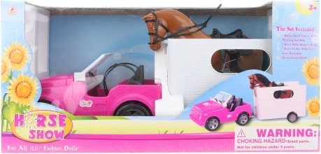 Auto voor poppen met aanhanger en paard