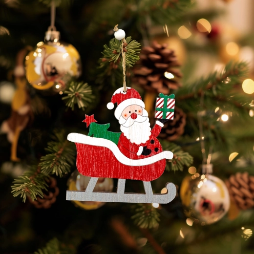 Houten hangende kerstversiering Sinterklaas 21,5 × 11,5 cm