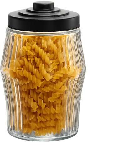 Glazen pot 2,8 l met gestreept patroon en metalen deksel