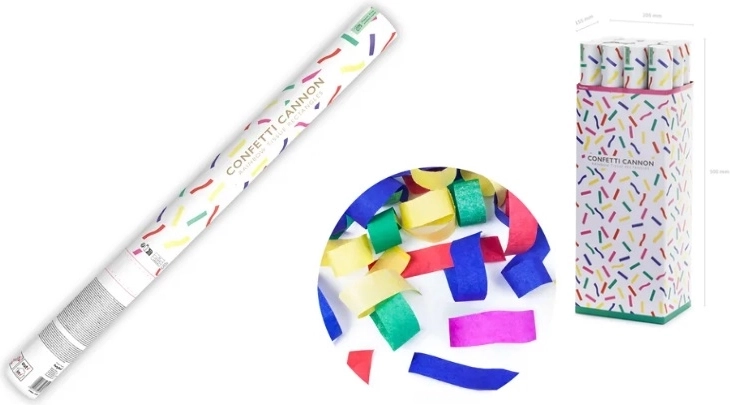 Mix van kleurrijke papieren confetti – schiettube 60 cm