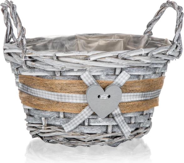 Ronde rieten mand met handvatten GRIS 19 × 11 cm