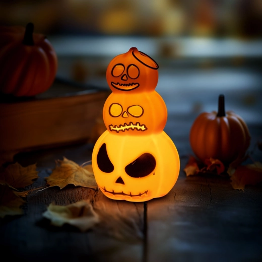 Halloweenlichtdecoratie in de vorm van een pompoen met warmwit ledlicht