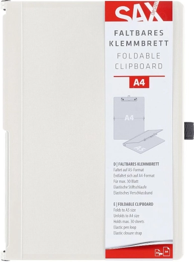 SAX afsluitbare klembordmap met clip A4, crèmekleurig