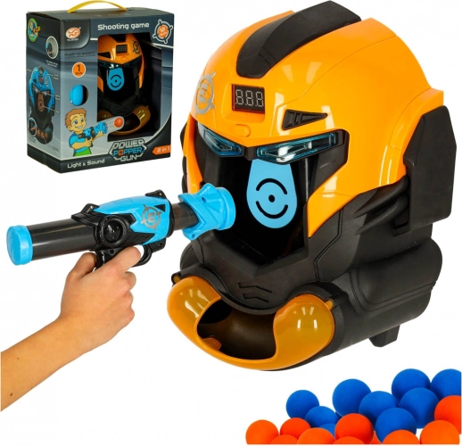 schietspel met robotisch hoofd en foamkogels