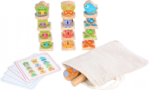 Lucy & Leo kleine vriendjes – houten balansspel met voorbeeldkaarten, 33 stukjes