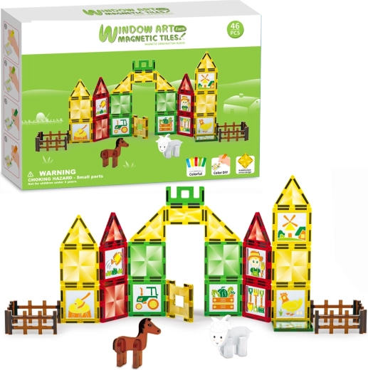 Magnetische bouwset boerderij met schilderen 46 stuks