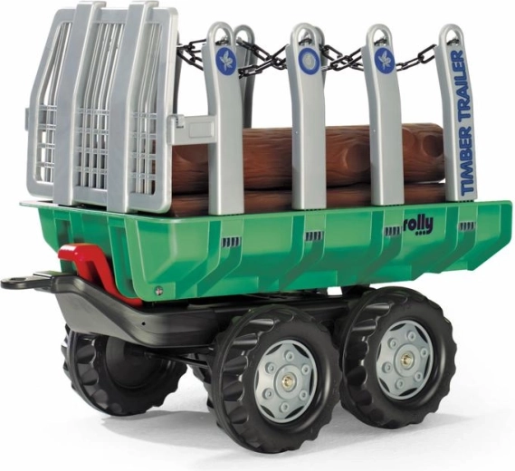 Timber Trailer aanhanger met boomstammen groen