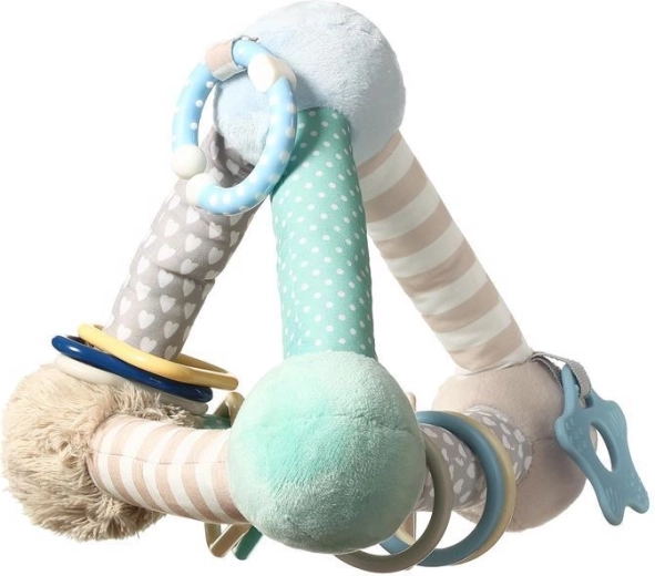 BabyOno educatieve pluchen piramide met bijtring aan C-ring, mint, 3m+
