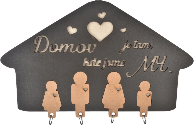 Houten sleutelhanger met opschrift Thuis is daar…