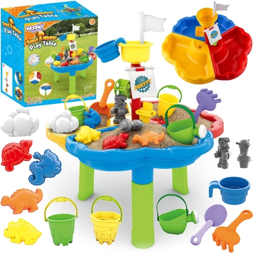 WOOPIE water- en zandtafel Piratenschip 3-in-1 met 13 accessoires
