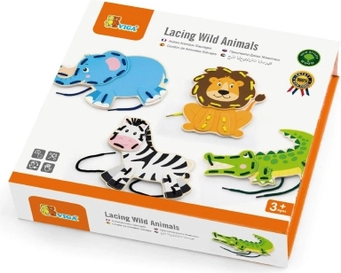 Houten rijgspeelgoed - wilde dieren