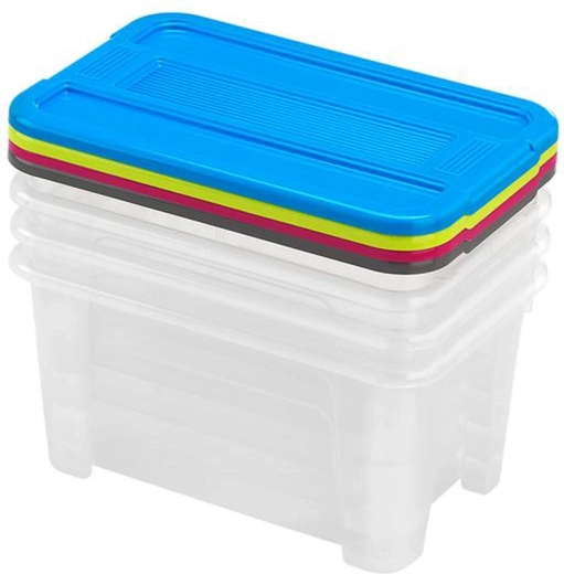 opbergboxen met deksel 4,5 l – set van 4 stuks