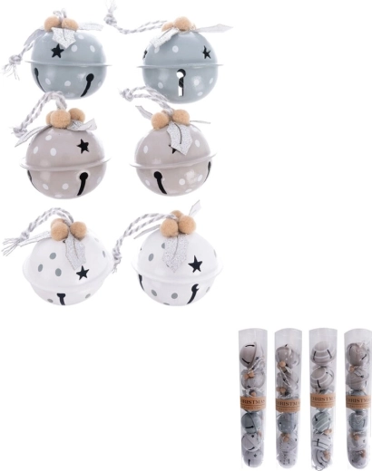 Metalen belletjes 4 cm – set van 6 stuks (mix van 4 varianten)