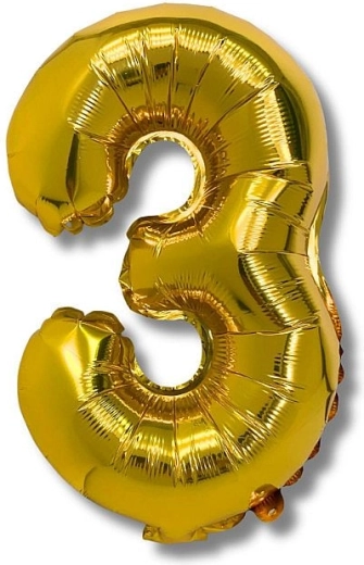 Folieballon cijfer 3 goud 40 cm