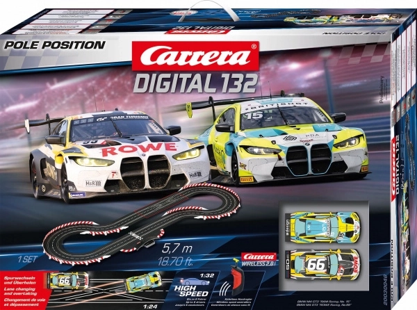 Carrera Digital 132 Pole Position racebaan 5,7 m met BMW M4 GT3 auto's