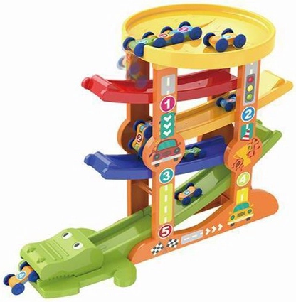 Krokodillen-racebaan met autootjes en lanceerder