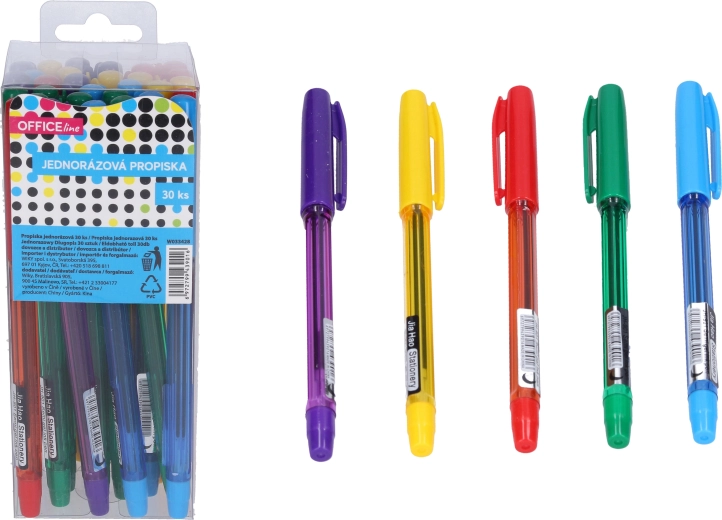 Wegwerpbalpen met blauwe vulling, 30 stuks in doos