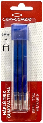 Vullingen voor uitwisbare roller CONCORDE TRIX 0,5 mm, blauw, 3 stuks