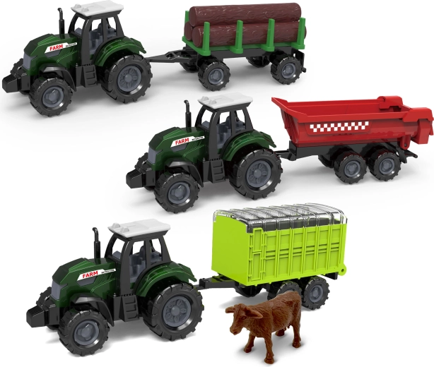 Tractor met aanhanger van metaal/kunststof 17 cm - 1 stuk