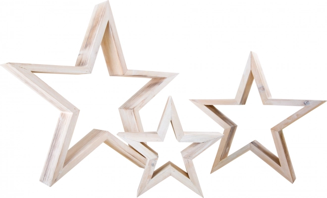 Houten decoratie sterren – witte set