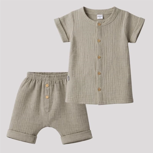 New Baby mousselinen overhemd en korte broek linen voor baby’s 92 (18–24 maanden)