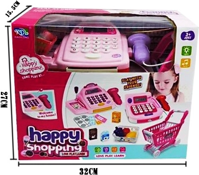 Kassa met supermarktkar en boodschappen