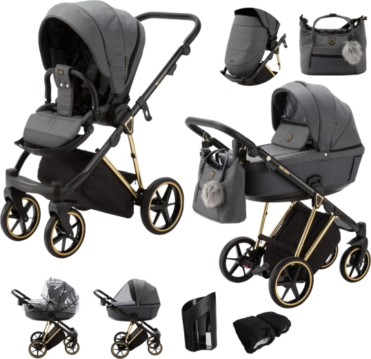 Adamex Belissa Special Edition combikinderwagen grafiet/goud