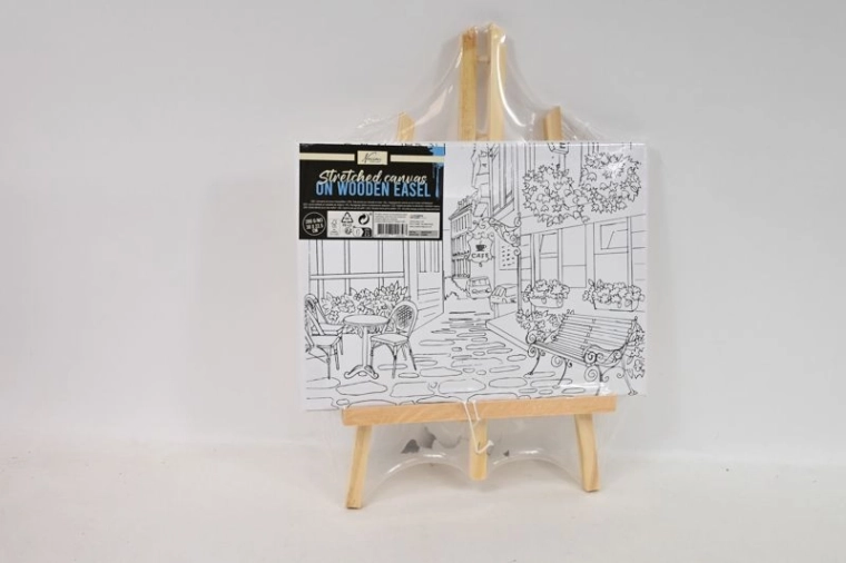 Canvas met voorgedrukt patroon op tafel-ezel – restaurantmotief 30 × 23 cm