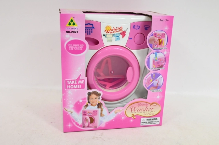 Roze kinderwasmachine op batterijen